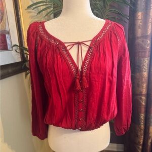 Forever 21 Red Lace-Up Women's Top